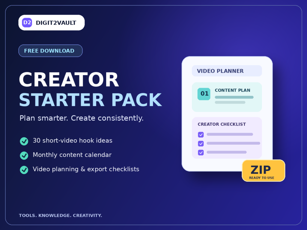 Plan 30 days of YouTube Shorts with the Digit2Vault Creator Starter Pack