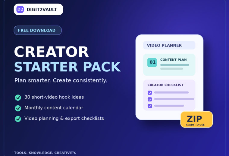 Plan 30 days of YouTube Shorts with the Digit2Vault Creator Starter Pack