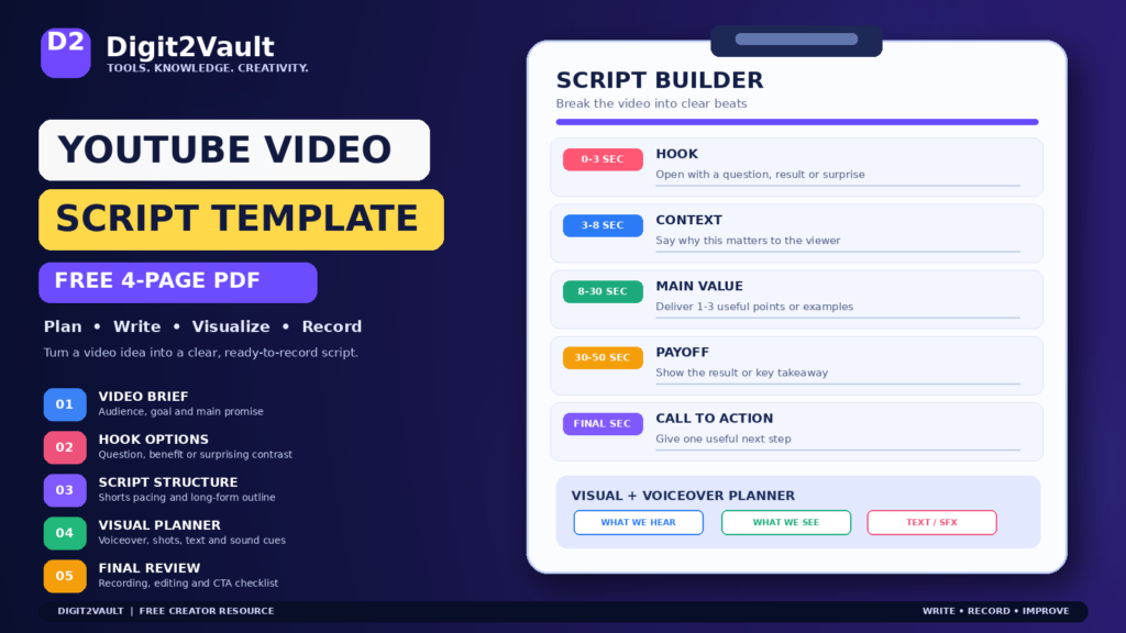 YouTube Video Script Template by Digit2Vault